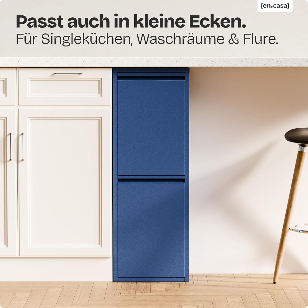 [en.casa] Mülltrennsystem Sollentuna Mülleimer 2 Fächer Küche 2 x 14 L Abfalleimer Müllschrank schma