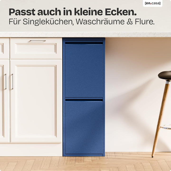 [en.casa] Mülltrennsystem Sollentuna Mülleimer 2 Fächer Küche 2 x 14 L Abfalleimer Müllschrank schma