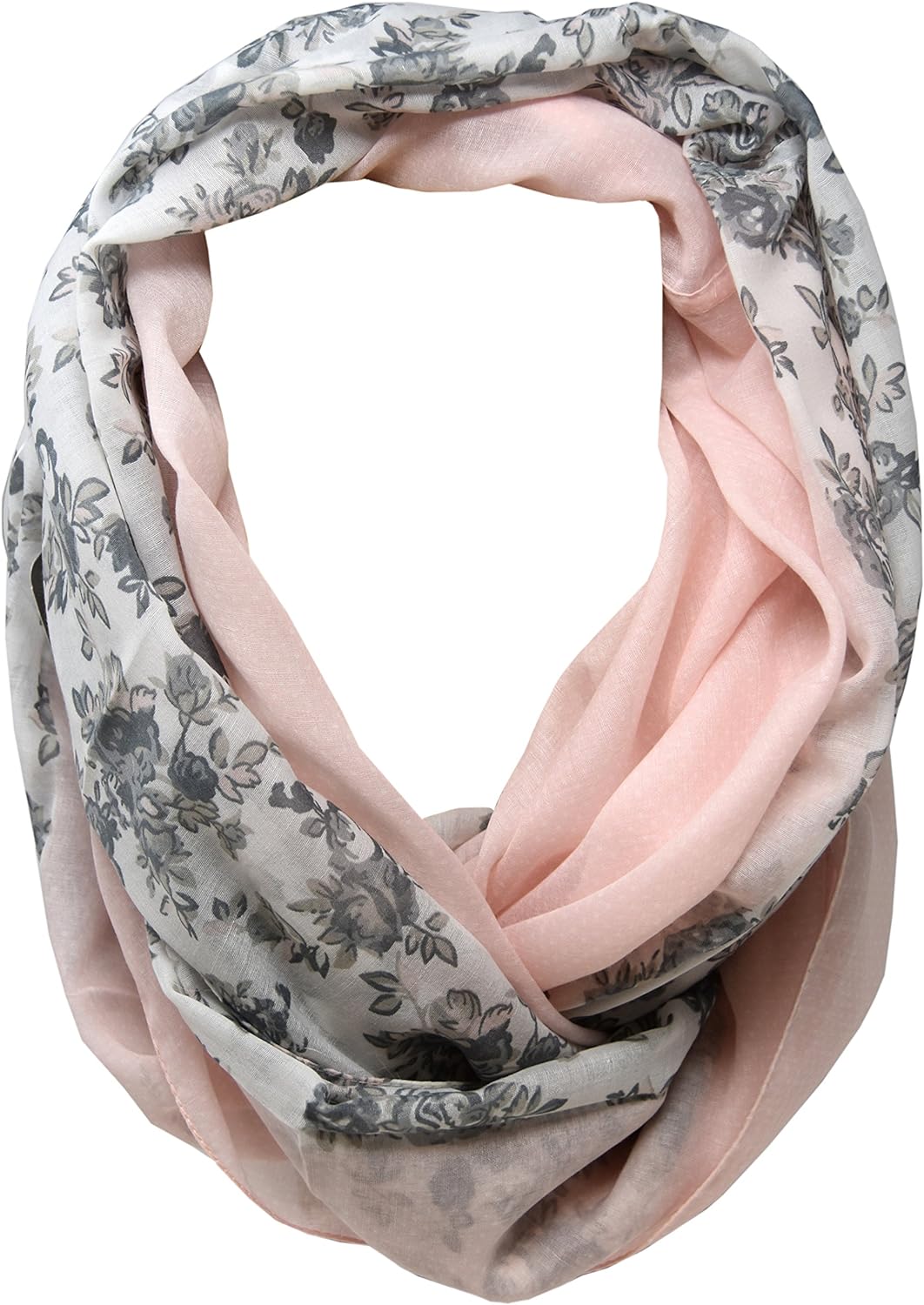 Striessnig Wien – Damen Loop Schaltuch rosa, Loopschal zweifarbig mit Blumenmuster, Modetuch, ca. 90