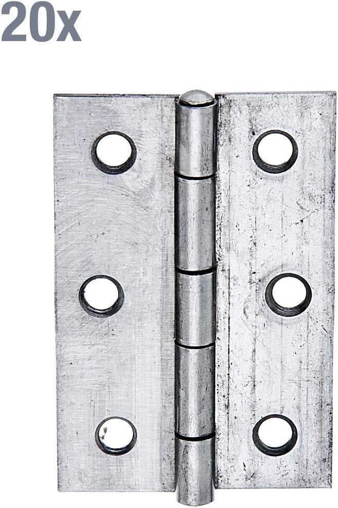 Alberts 851989 Scharnier | halbbreit | Edelstahl | 63 x 43 mm | 20er Set 63 x 43 mm (20 Stk.), 63 x