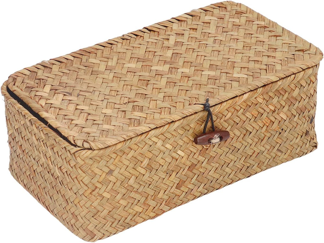 Aufbewahrungskorb aus Natürlichem Seegras, Gewebt, Rechteckig, Regal, Korb, Schreibtisch-Organizer m