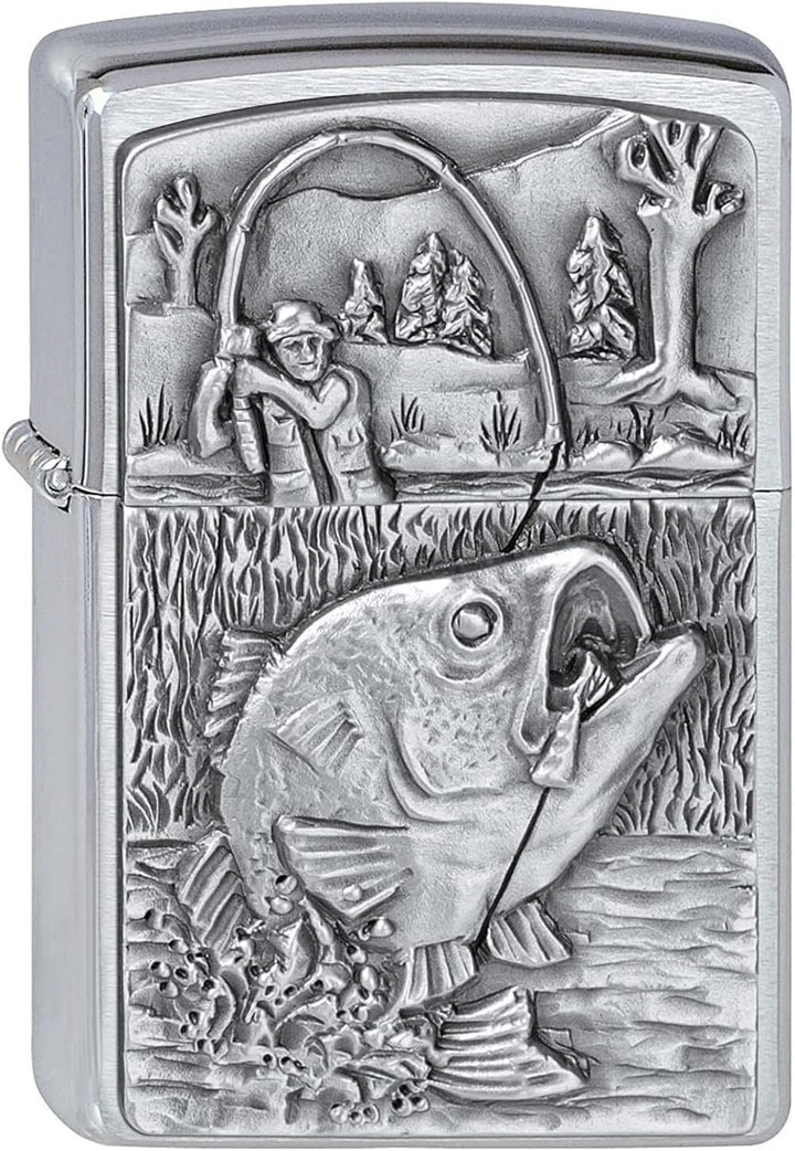 Zippo Feuerzeug 2000407 Bass Fishing Emblem Benzinfeuerzeug, Messing, Bass Fishing