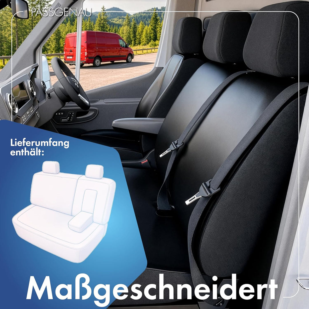 Walser Transporter Sitzbezüge Auto kompatibel mit Ford Transit, Doppelbank vorne teilbar, Auto Sitzb