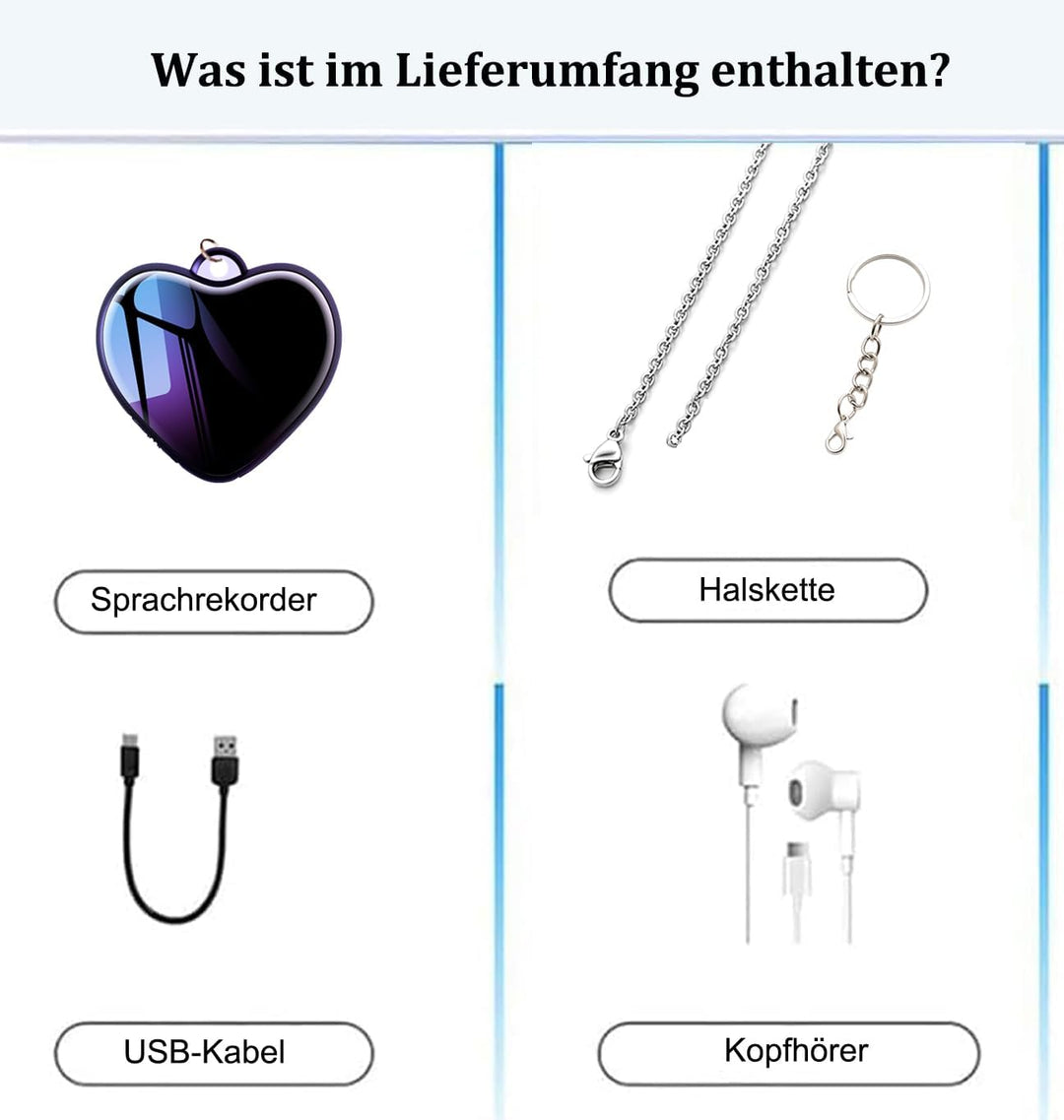 16G Mini abhörgerät Micro Diktiergerät mit Voice Activated Micro Halskette Recorder digital Voice Re