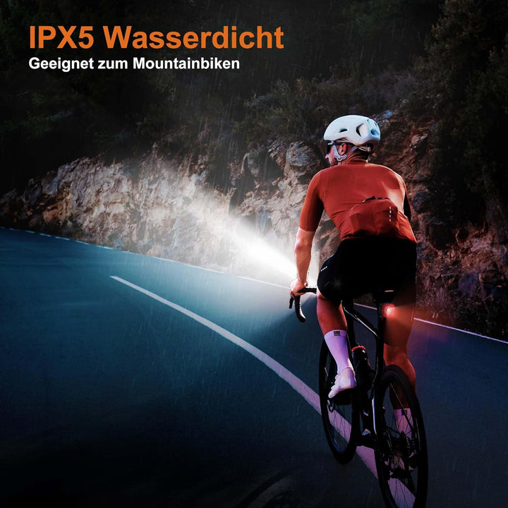 OnMeto Fahrradlicht vorne, IPX5 Wasserdicht Frontfahrrad Lampe Fahrrad licht，USB Type-C Wiederauflad