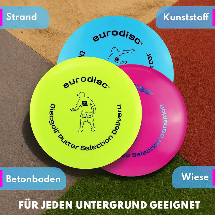 Eurodisc Disc Golf Frisbee Einsteiger Starter Set besonders hochwertig haltbar Selection Putter Midr