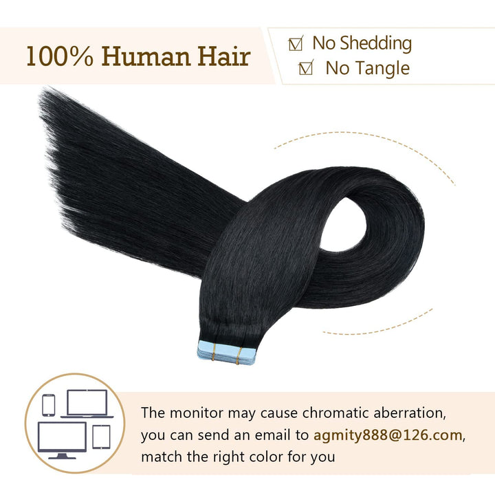 Tape in Extensions Echthaar 55 cm 20 Stück 50 g Nahtlos Dünn 