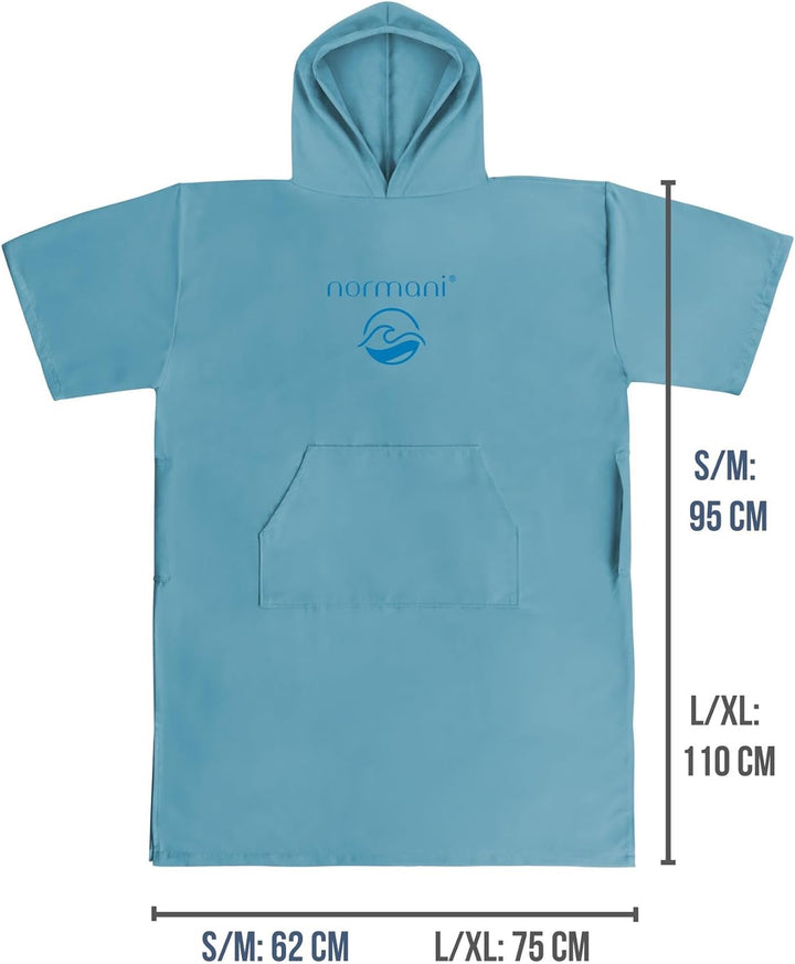 normani Unisex Badeponcho - Badehandtuch mit Kapuze aus Mikrofaser - schnelltrocknend und mit kleine