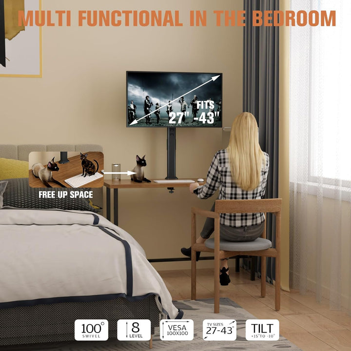 Hemudu Monitor Ständer Tischständer für 13 Zoll-32 Zoll Monitore, schwenkbar, neigbar, rotierbar, hö