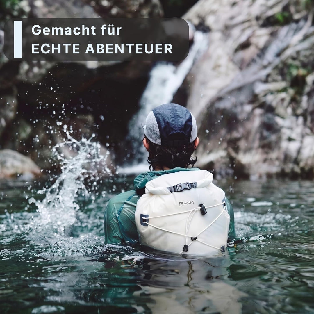 AlpPack 20L Ultraleichter Rucksack – Wasserdichter Rolltop Drybag für Wandern, Trekking, Reisen, Sta