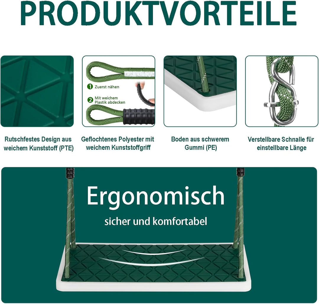 Schaukel Garten, Rutschfester Baumschaukel Verdickter weicher Gummi Schaukelsitz Set mit verstellbar