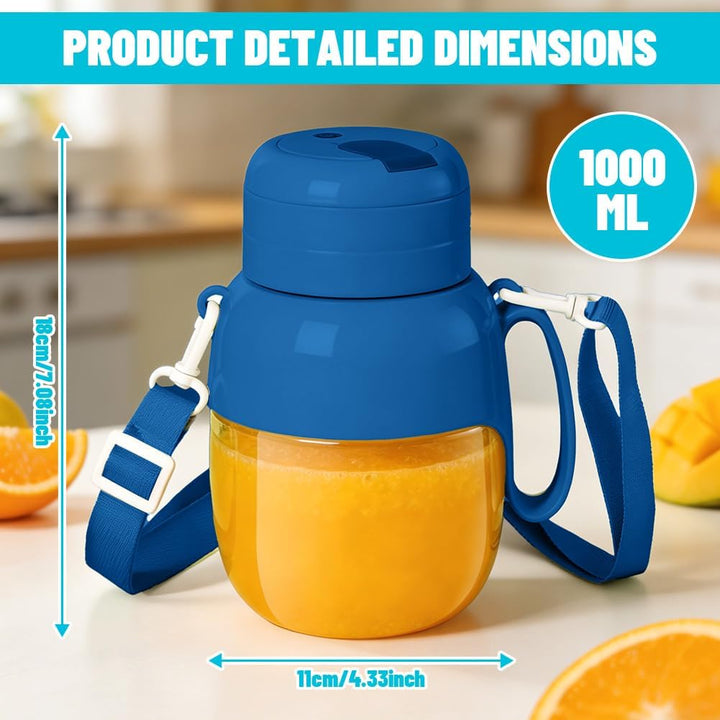 Tragbarer Mixer &amp; Smoothie Maker, 1000ML Grosser Mixer Smoothie Maker mit Trinköffnung &amp; Trageriemen