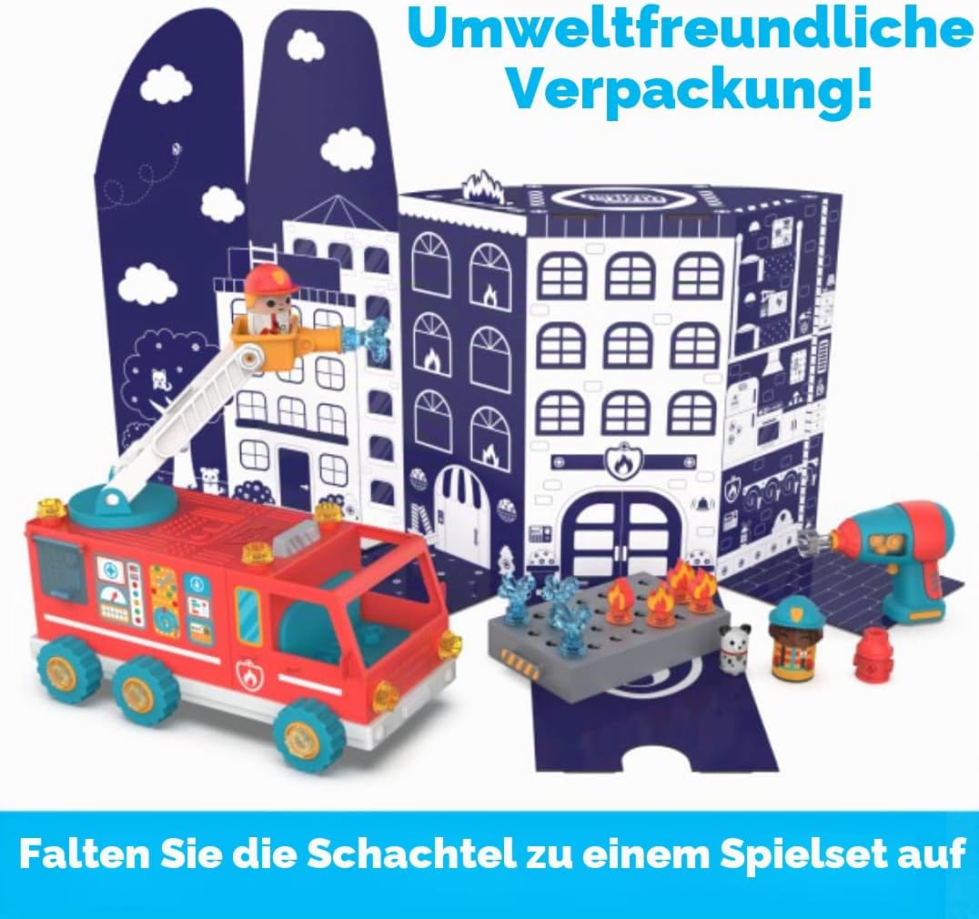 Learning Resources Design & Drill Schrauberkumpel-Feuerwehrauto, Konstruktionsspielzeug für die Fein