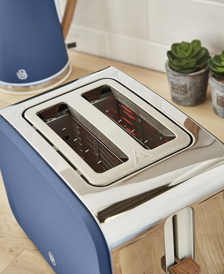 Swan Nordic Breitschlitz-Toaster für 2 Scheiben, 3 Funktionen, 6 Bräunungsstufen, modernes Design, E