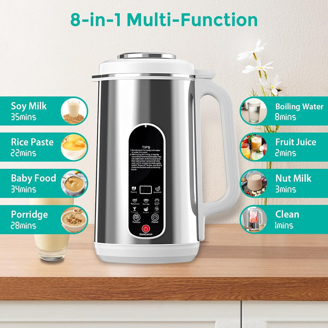 Sojamilch Maschine,Pflanzenmilchbereiter 1200ml, Multifunktionaler Hafermilch Maschine für Hausgemac