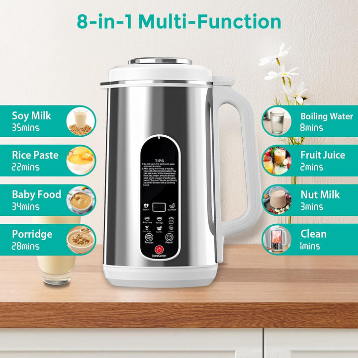 Sojamilch Maschine,Pflanzenmilchbereiter 1200ml, Multifunktionaler Hafermilch Maschine für Hausgemac