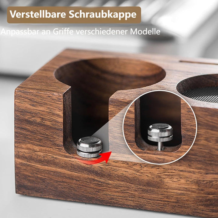 Beler Tamperstation Holz 58mm, Tamper Station aus Walnussholz für Siebträger 58 mm, Barista Espresso