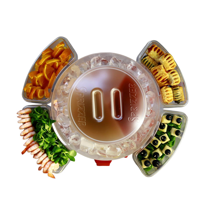 Sprizzer - Set Aperitif 4 Transparente Schalen für Snacks und Lebensmittel, zum Anbringen am Behälte