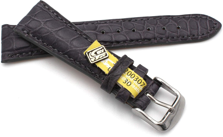 20mm XS Damenlänge Echt Alligator Vintage hangemacht in Deutschland Uhrenarmband Grau