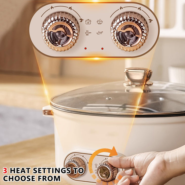 Hot Pot Elektrisch, 5.5L Doppelter Topf mit Zwei Reglern, 1600W Elektrischer Kochtopf mit Trennwand