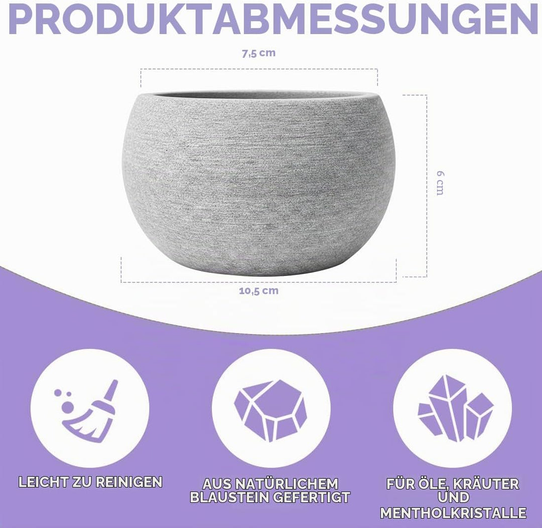 RANJIMA Sauna Verdampferschale aus Granit 10,5 x 6 cm Aromaschale für Aufgüsse auf Saunasteine mit M