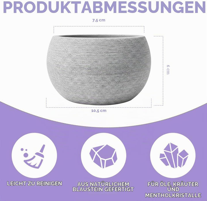 RANJIMA Sauna Verdampferschale aus Granit 10,5 x 6 cm Aromaschale für Aufgüsse auf Saunasteine mit M