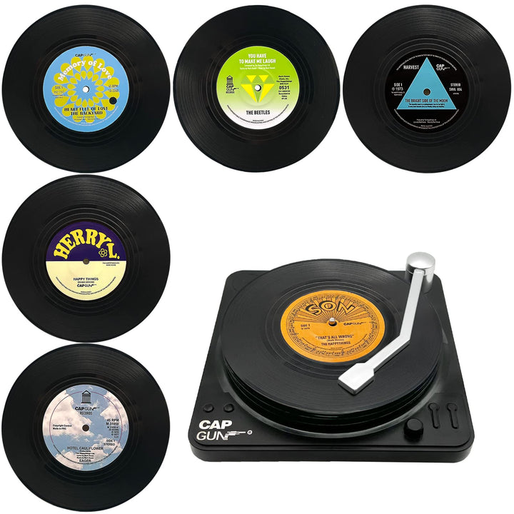 6er-Set Schallplatten Untersetzer Set mit Halter, Rund Vinyl Untersetzer rutschfeste Getränke Unters