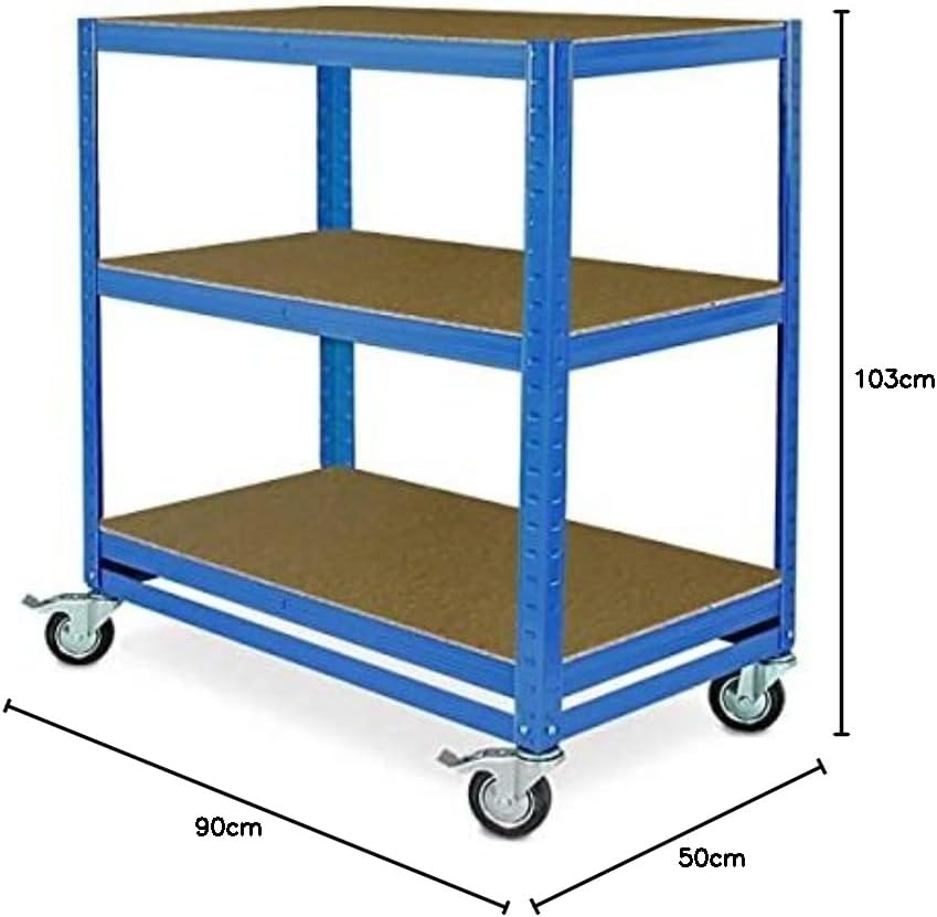 BRB Kommissionierwagen/Etagenwagen mit 3 Ebenen, BxTxH 900x500x1030 mm, Tragkraft 200 kg (blau), Bla
