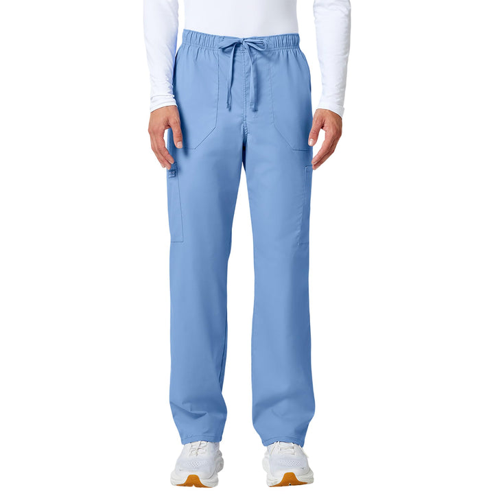 Workwear Professionals Men Scrubs Pant Tapered Leg Fly Front Cargo WW190 M Ciel Blue, M Ciel Blue