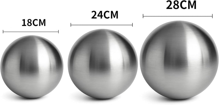 Köhko 3er Edelstahlkugeln-Set-08 Ø 18-24-28 cm Dekokugel aus gebürstet-matten Edelstahl, Ø 18-24-28