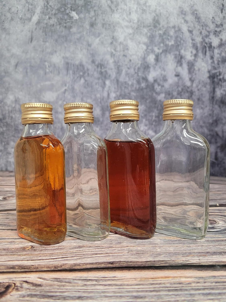 24 Taschenflaschen 100 ml mit goldfarbenen Schraubverschlüssen für Wein, Whisky oder Spirituosen