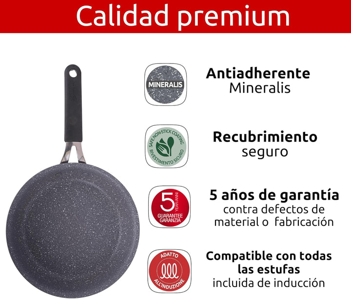 Lagostina Tempra Mineral Antihaft-Pfanne aus Stahl und Aluminium mit Mineralien-Beschichtung + Ø 20