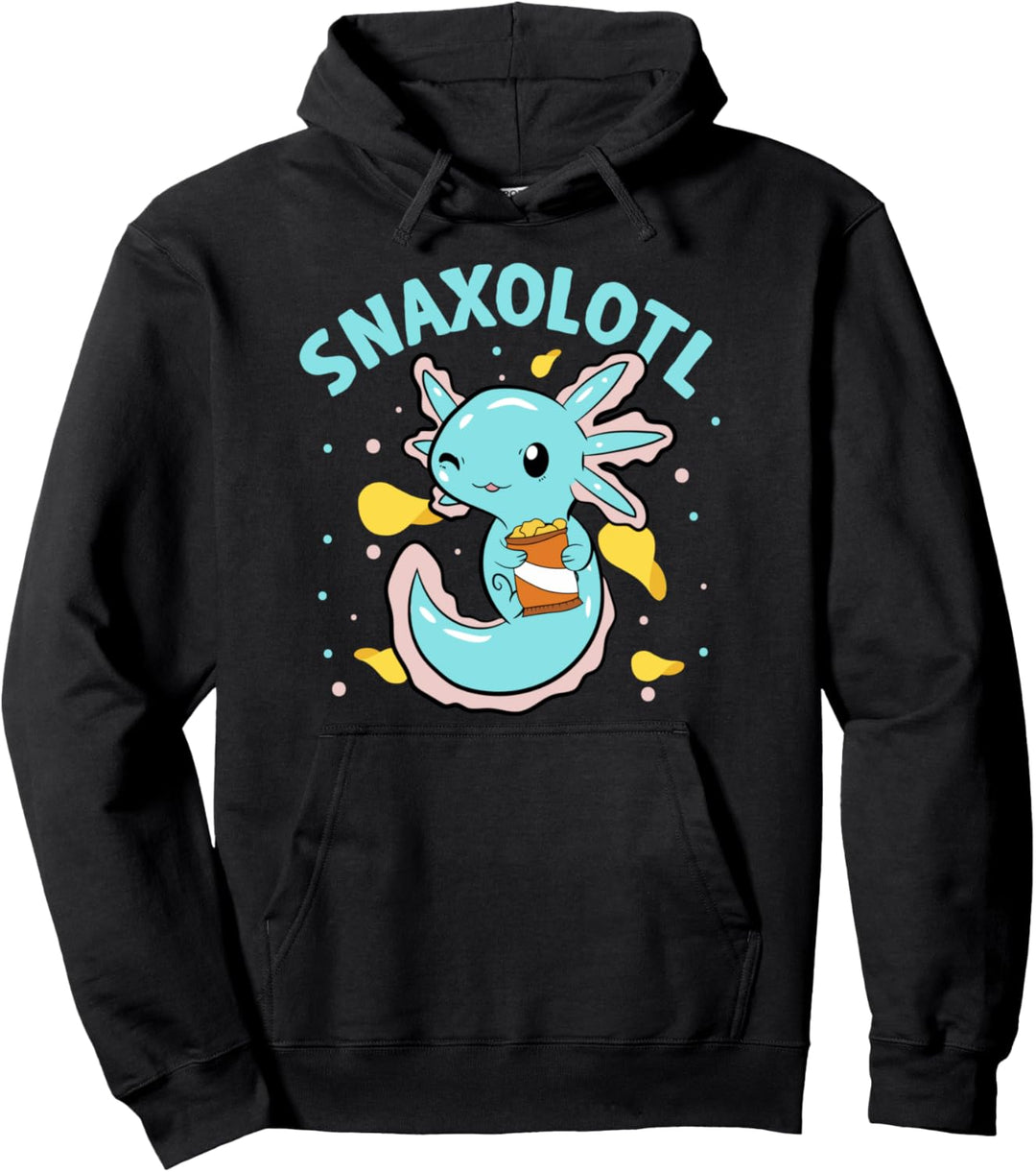Snaxolotl Snack Chips Cute Blue Axolotl Salamander Pullover Hoodie