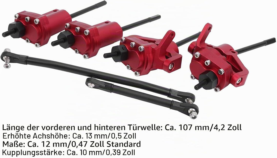 Dilwe Vordere ＆ hintere Portalachse mit Lenkgetriebewelle Geeignet für axiales SCX10 II 90046 90047