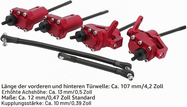 Dilwe Vordere ＆ hintere Portalachse mit Lenkgetriebewelle Geeignet für axiales SCX10 II 90046 90047