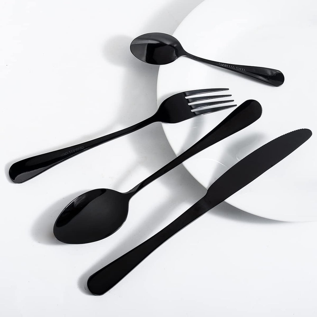 OBR KING Besteck Schwarz 16-teilig Besteckset aus 18/0 Edelstahl, Bestecksets einschliesslich Messer