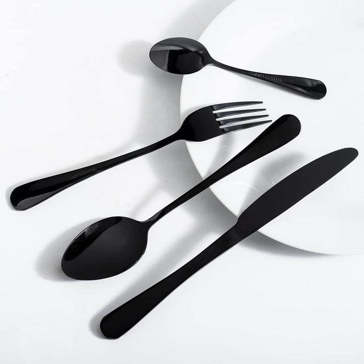 OBR KING Besteck Schwarz 16-teilig Besteckset aus 18/0 Edelstahl, Bestecksets einschliesslich Messer