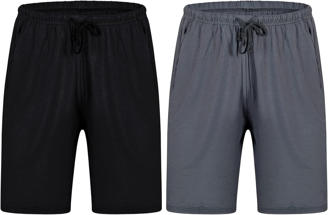 Chalier Cozy 2er Pack Pyjamahose Herren Kurz Modal Schlafanzughose Weich Verstellbare Taille, Beidse