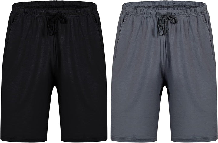 Chalier Cozy 2er Pack Pyjamahose Herren Kurz Modal Schlafanzughose Weich Verstellbare Taille, Beidse