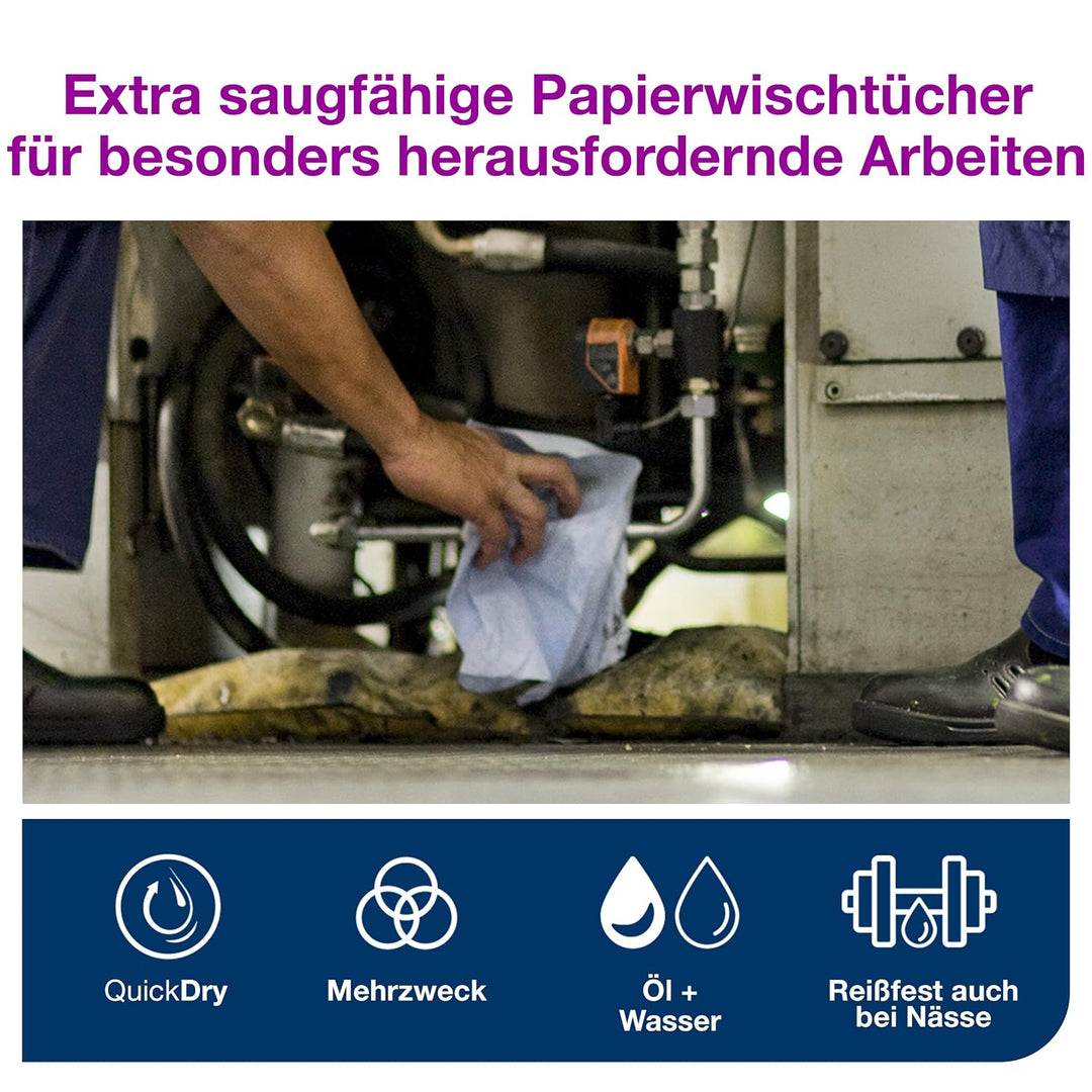 Tork 130070 Extra Starke Mehrzweck Papierwischtücher für W1 Bodenständer- und Wandhalter-System / 2-