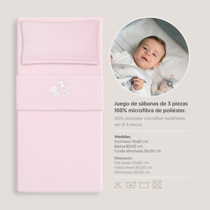 Interbaby Bettwäsche-Set für Kinderwagen, 40 x 80 cm, Baby – Winter-Bettwäsche aus Coralina-Stoff –