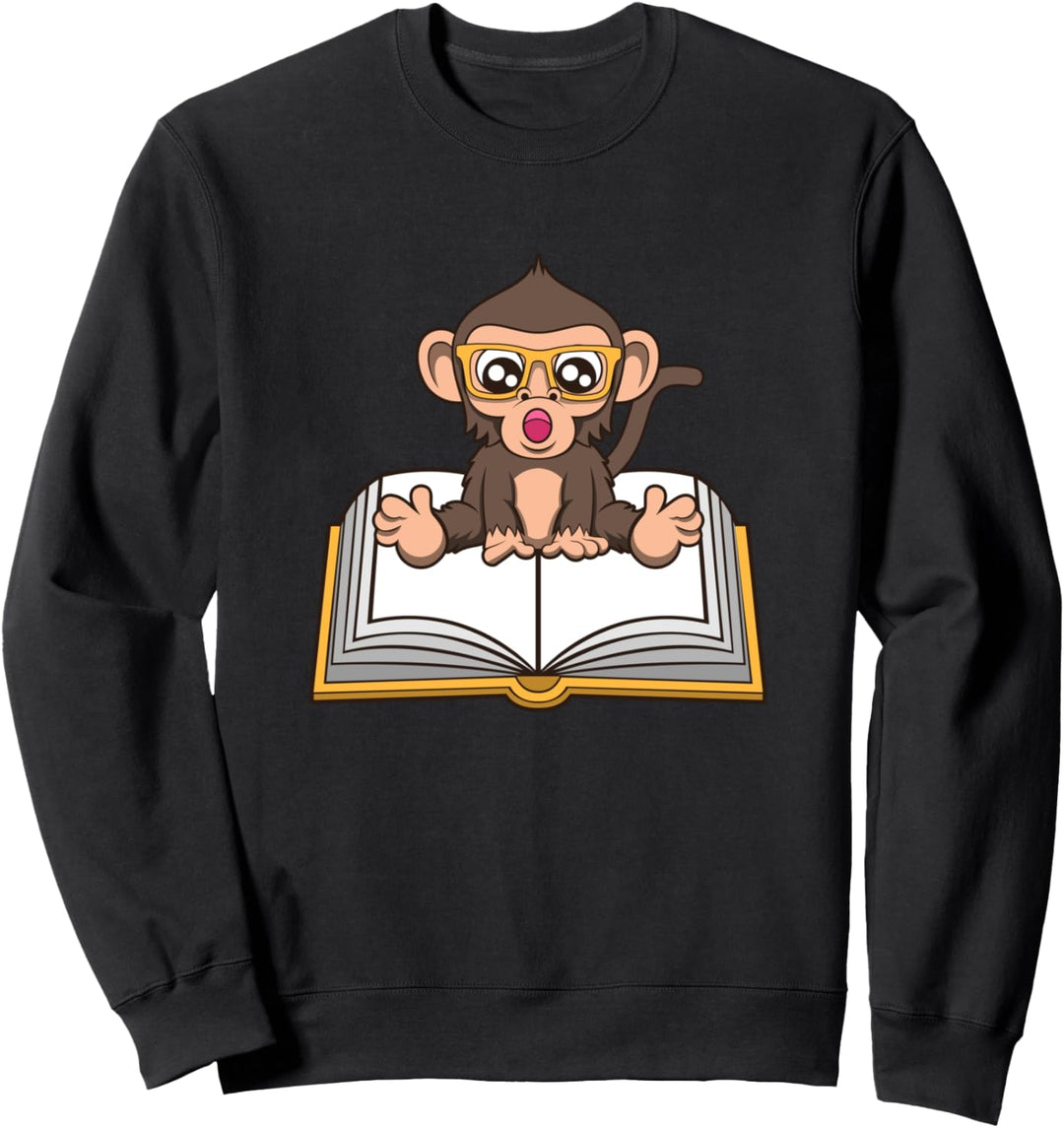 Lustiges Affenbuch Lesende Affenliteratur Sweatshirt