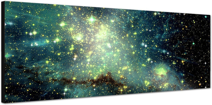 Paul Sinus Art Panoramabild auf Leinwand und Keilrahmen 150x50cm Weltraum Galaxie Sterne Planeten