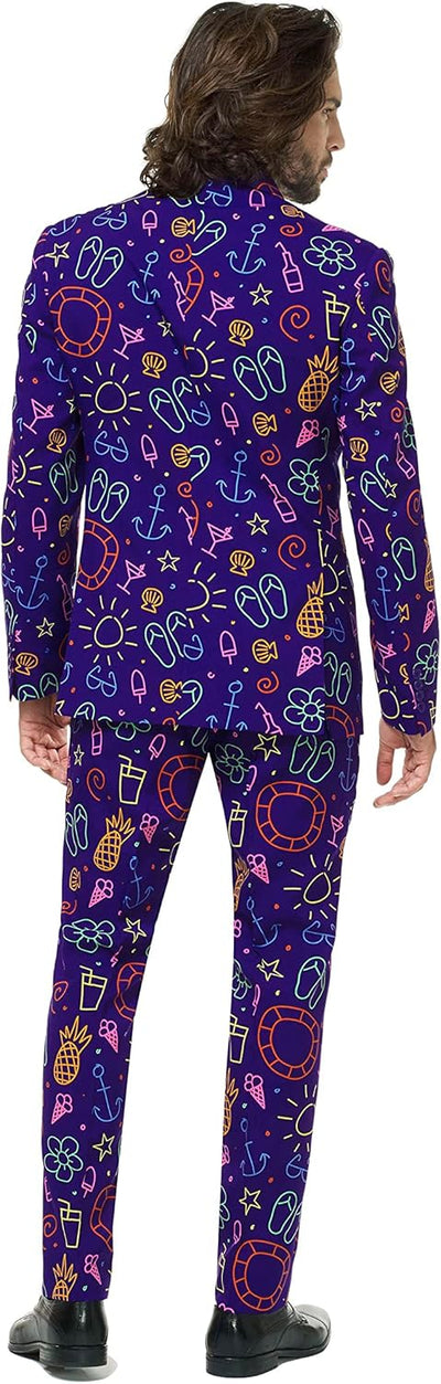 OppoSuits Modisch Party Einfarbige Anzüge für Herren - Mit Jackett, Hose und Krawatte 48 Doodle Dude