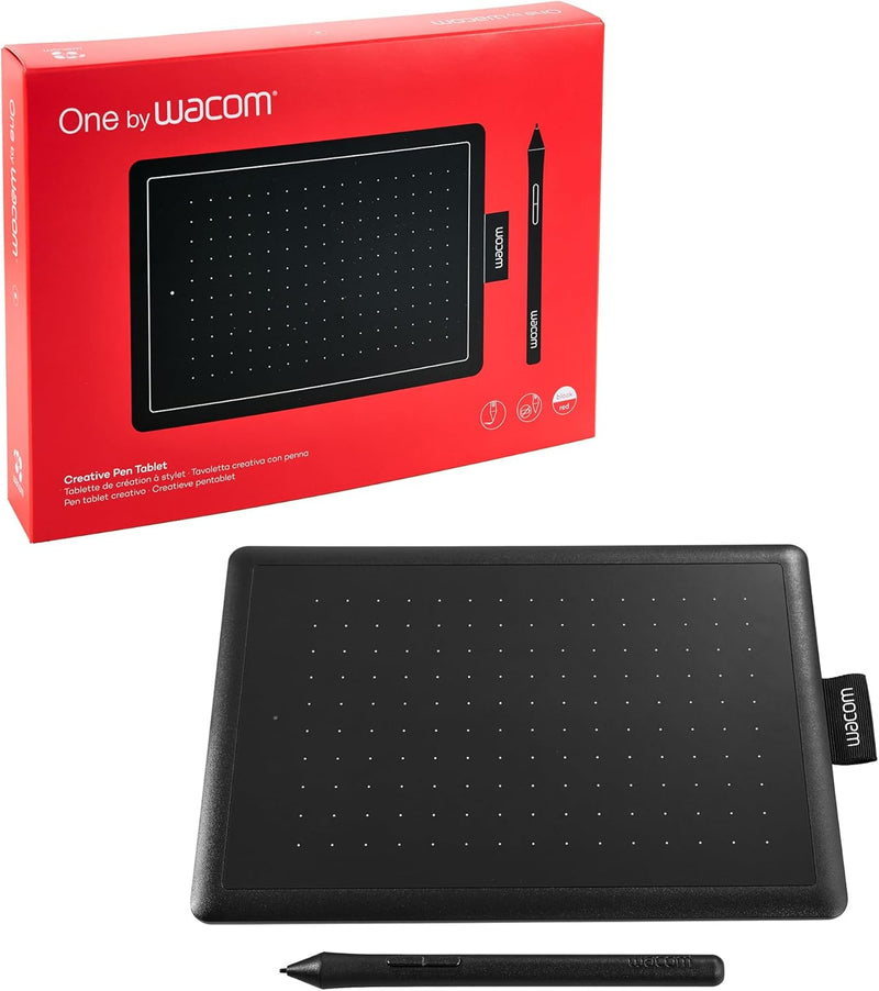 One by Wacom Stifttablett mit drucksensitivem Stift, geeignet für Windows, Mac & Chromebook, Small,