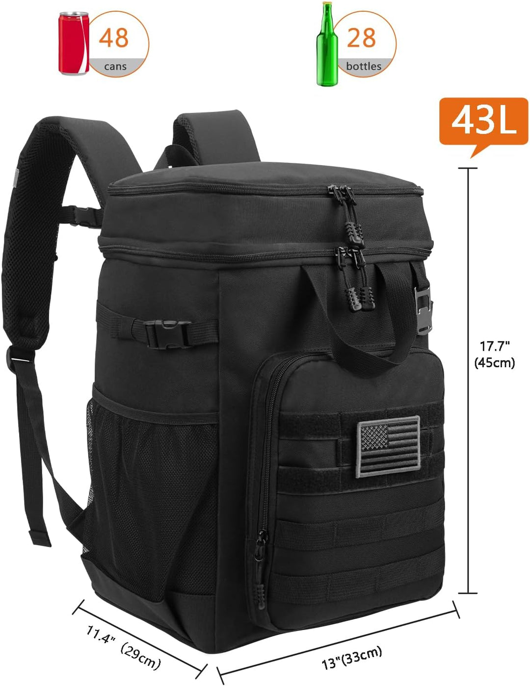 Hp hope Kühlrucksack 43L Isolierte Kühltasche Picknicktasche Warmhaltebox Kühlbox Kühlrucksack Gross