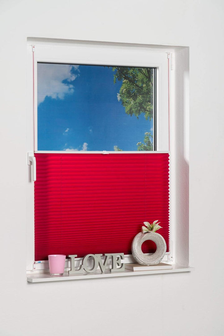 K-home Klemmfix-Plissee Fuchsia 90 x 130 cm (B x L) Lichtschutz +++ Moderne Crushed Optik +++ 90 x 1