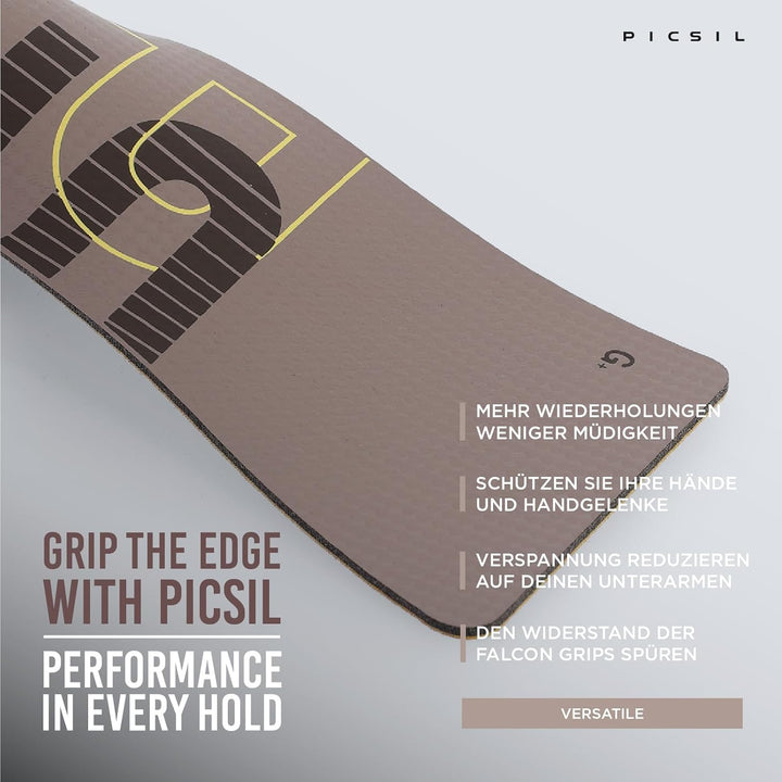PICSIL Falcon Grips Set, Carbonfaser Grips für Chalk | Grips-Set mit Handgelenkbandagen und Tasche.
