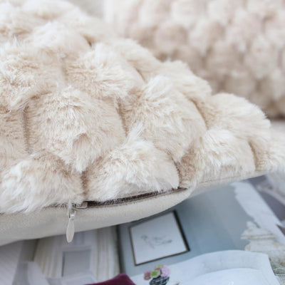 NIULAA Flauschig Kissenbezug 45x45 Beige 2er Set Plüsch Deko Kissenbezüge Weich Gestreift Kissenhüll