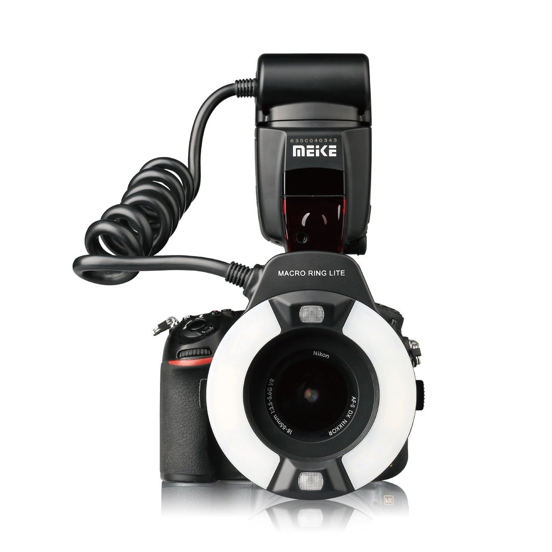 Meike MK-14EXT-N E-TTL Makro LED Ringblitz mit LED AF Assist Lampe für Nikon DSLR Kamera